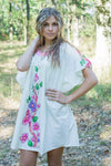 Mint Summer Celebration Style Caftan in Swirly Floral Vine Pattern