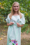 Mint Cut Out Cute Style Caftan in Swirly Floral Vine Pattern