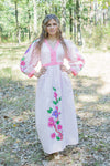 Pink My Peasant Dress Style Caftan in Swirly Floral Vine Pattern