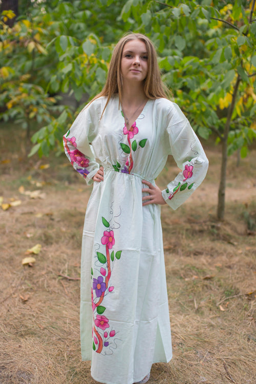 Light Yellow Shape Me Pretty Style Caftan in Swirly Floral Vine Pattern