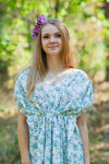 Light Blue Magic Sleeves Style Caftan in Tiny Blossoms Pattern