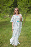 Light Blue Unfurl Style Caftan in Tiny Blossoms Pattern