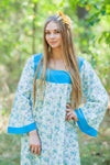 Light Blue Fire Maiden Style Caftan in Tiny Blossoms Pattern