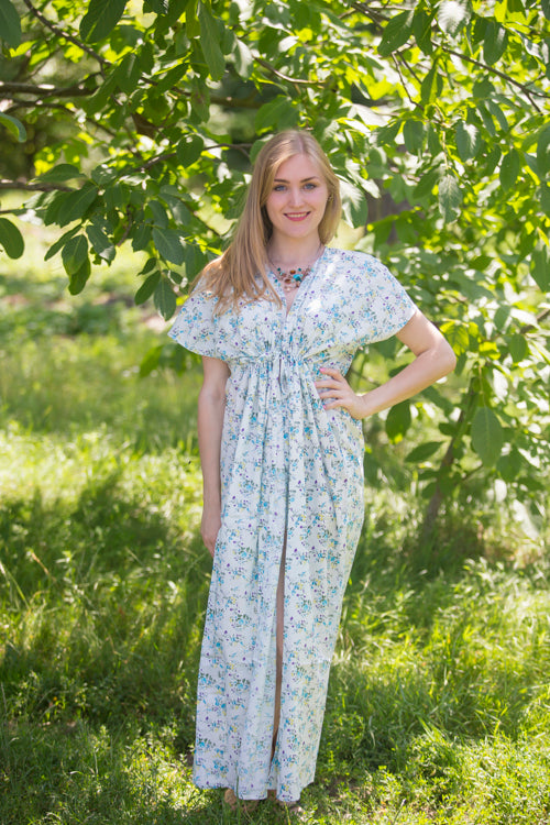 Light Blue Beach Days Style Caftan in Tiny Blossoms