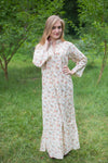 Light Yellow Mandarin On My Mind Style Caftan in Tiny Blossoms Pattern