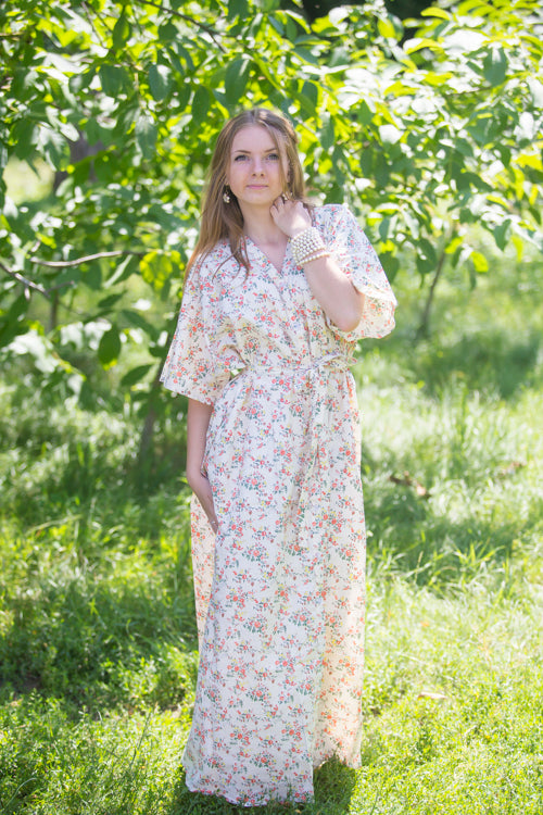 Light Yellow Best of both the worlds Style Caftan in Tiny Blossoms Pattern