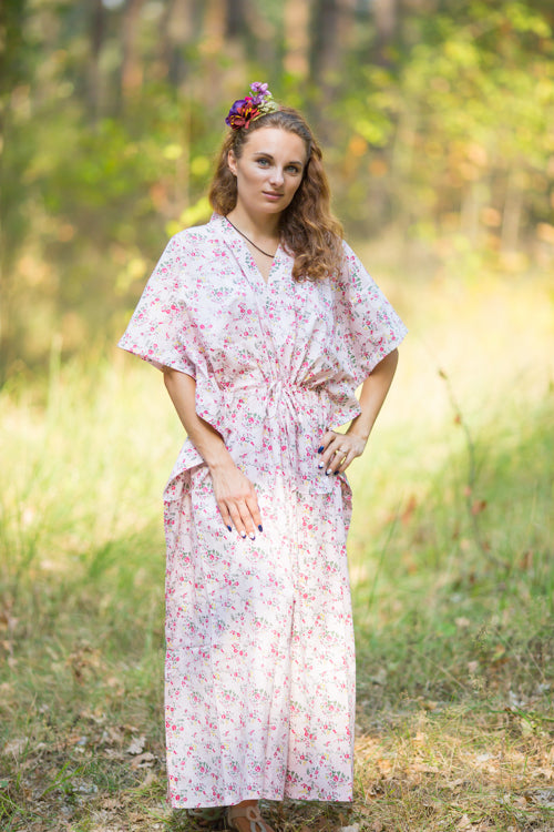 Pink The Drop-Waist Style Caftan in Tiny Blossoms Pattern