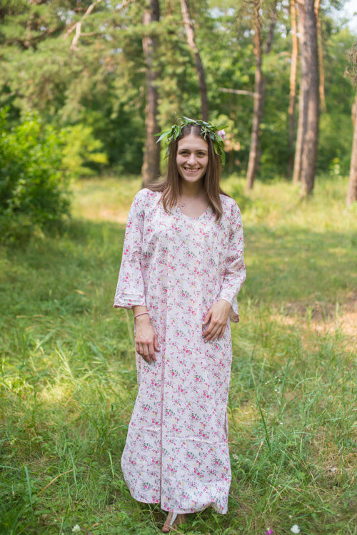 Pink The Unwind Style Caftan in Tiny Blossoms Pattern