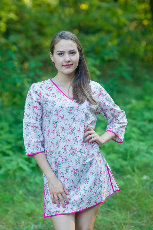 Pink Sun and Sand Style Caftan in Tiny Blossoms Pattern