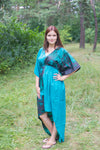 Teal High Low Wind Flow Style Caftan in Tree of Life Pattern