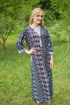 Black Simply Elegant Style Caftan in Tribal Aztec Pattern