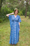 Dark Blue Timeless Style Caftan in Tribal Aztec Pattern