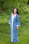 Dark Blue The Glow-within Style Caftan in Tribal Aztec Pattern