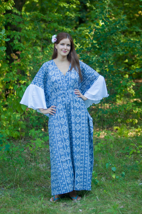 Gray Ballerina Style Caftan in Tribal Aztec