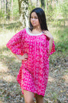 Magenta Summer Celebration Style Caftan in Tribal Aztec Pattern