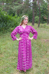 Purple Button Me Down Style Caftan in Tribal Aztec Pattern