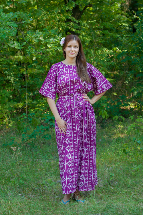 Purple Mademoiselle Style Caftan in Tribal Aztec Pattern