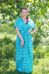 Teal Beach Days Style Caftan in Tribal Aztec