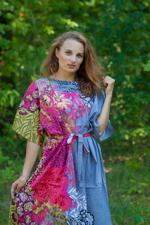 Gray Mademoiselle Style Caftan in Vibrant Foliage Pattern|Gray Mademoiselle Style Caftan in Vibrant Foliage Pattern|Vibrant Foliage