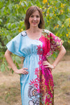 Light Blue Side Strings Sweet Style Caftan in Vibrant Foliage Pattern