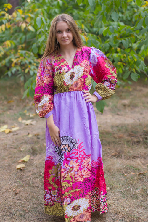Lilac Shape Me Pretty Style Caftan in Vibrant Foliage Pattern