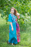Teal Best of both the worlds Style Caftan in Vibrant Foliage Pattern