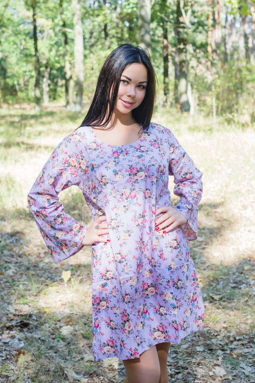Lilac Bella Tunic Style Caftan in Vintage Chic Floral Pattern