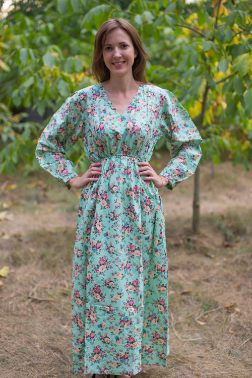 Mint Shape Me Pretty Style Caftan in Vintage Chic Floral Pattern