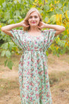 Mint Side Strings Sweet Style Caftan in Vintage Chic Floral Pattern