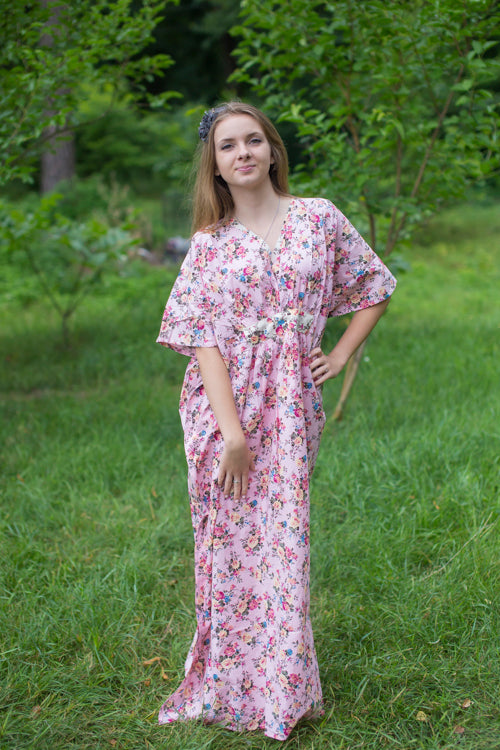 Pink Unfurl Style Caftan in Vintage Chic Floral Pattern