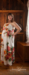 White Floral Summer Dress Long Maxi Strapless Maternity Dress