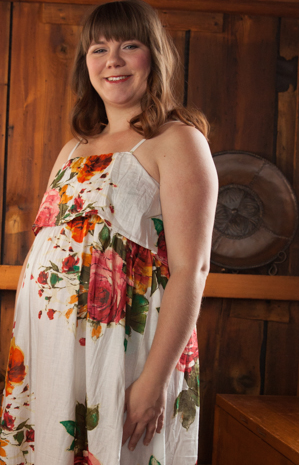 White Floral Summer Dress Long Maxi Strapless Maternity Dress