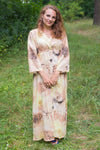 Beige Button Me Down Style Caftan in Watercolor Splash Pattern