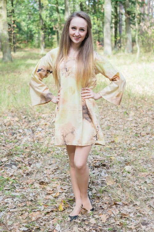 Beige Bella Tunic Style Caftan in Watercolor Splash Pattern