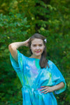 Blue Mademoiselle Style Caftan in Watercolor Splash Pattern
