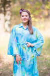 Blue Oriental Delight Style Caftan in Watercolor Splash Pattern