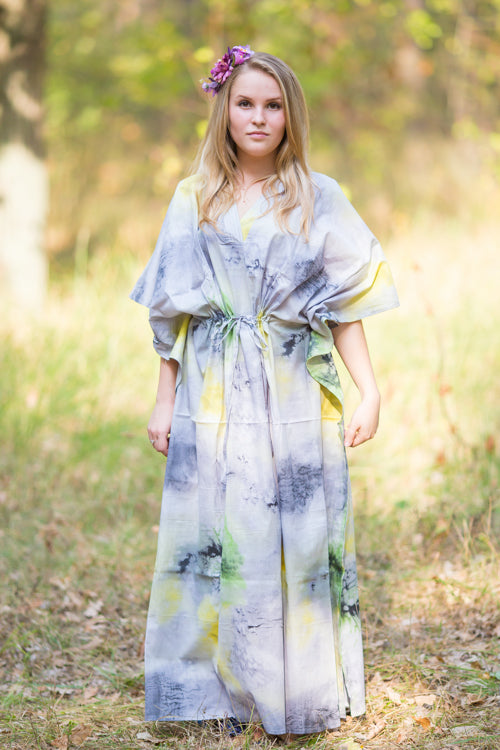 Gray The Drop-Waist Style Caftan in Watercolor Splash Pattern