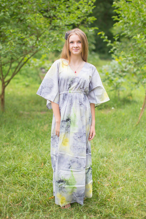 Gray I Wanna Fly Style Caftan in Watercolor Splash Pattern