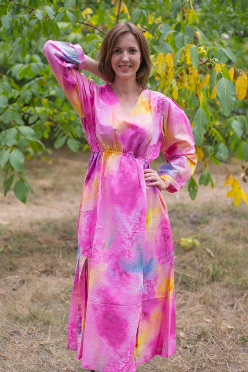 Pink Shape Me Pretty Style Caftan in Watercolor Splash Pattern