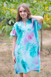 Teal Sunshine Style Caftan in Watercolor Splash Pattern