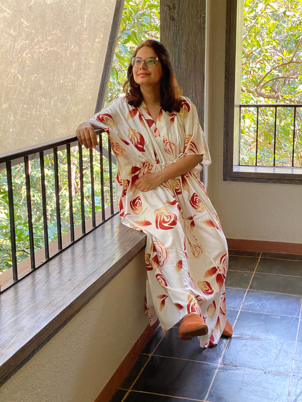 A rumor among fairies V-Neck, Cinched Waist Ankle Length Kaftan