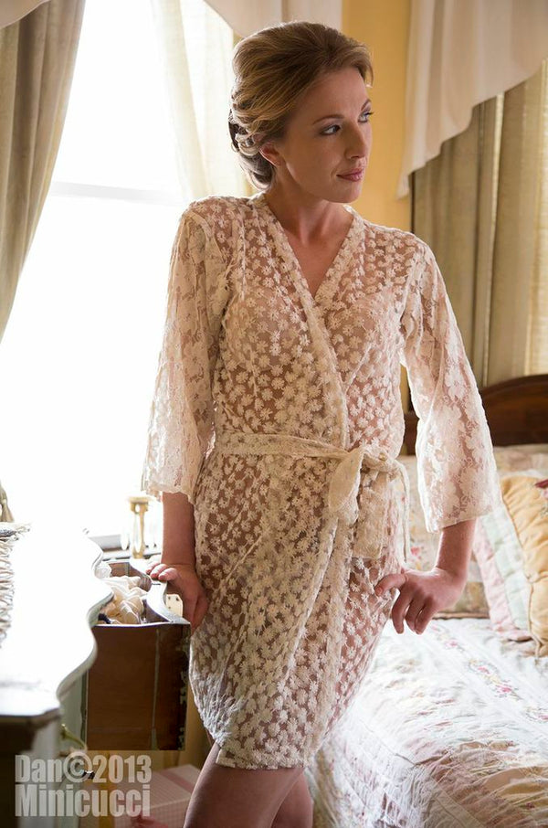 Sheer Ivory Lace Robe