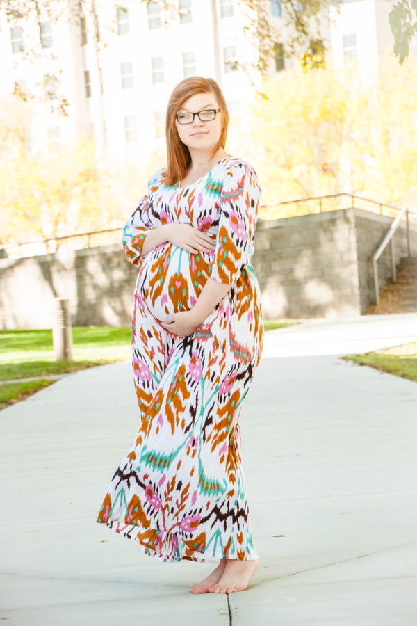 Aztec Ikat Maternity Maxi Dress