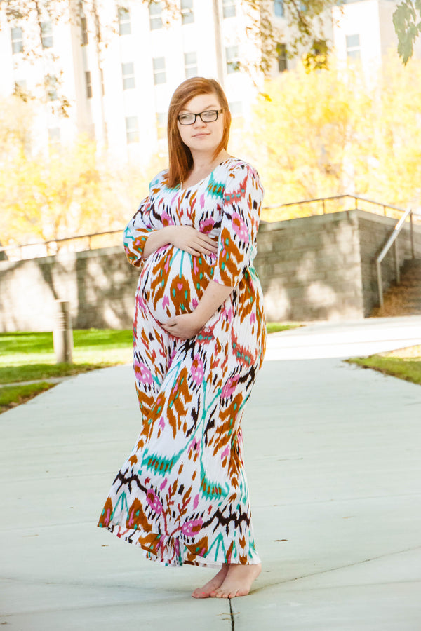 Aztec Ikat Maternity Maxi Dress