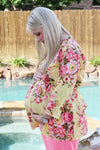 Maternity Shirt Crossover Robe Style - Yellow
