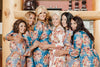 Mismatched Floral Posy Patterned Bridesmaids Robes in Dusty Tones