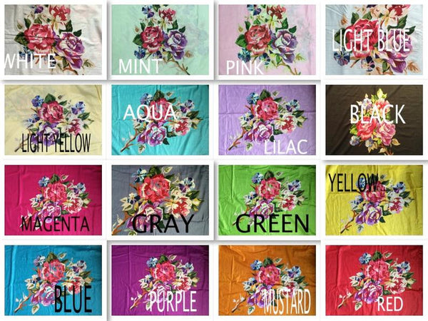 One Long Flower V-Neck, Knee Length, Cinched Waist Caftan