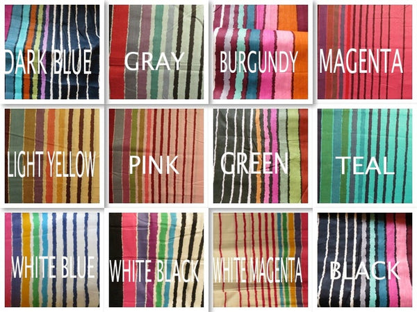 Dark Blue Stripes V-Neck, Knee Length, Cinched Waist Caftan