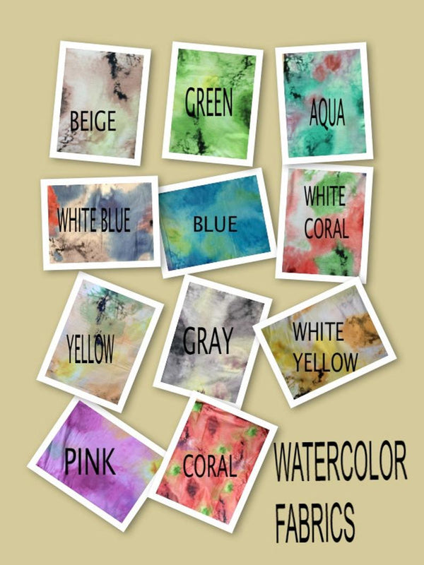 Watercolor Splash V-Neck, Cinched Waist Ankle Length Caftan