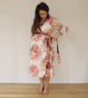 New *Wide In-Built Belt Robe* Floral Knee Length Maternity Hospital Gown